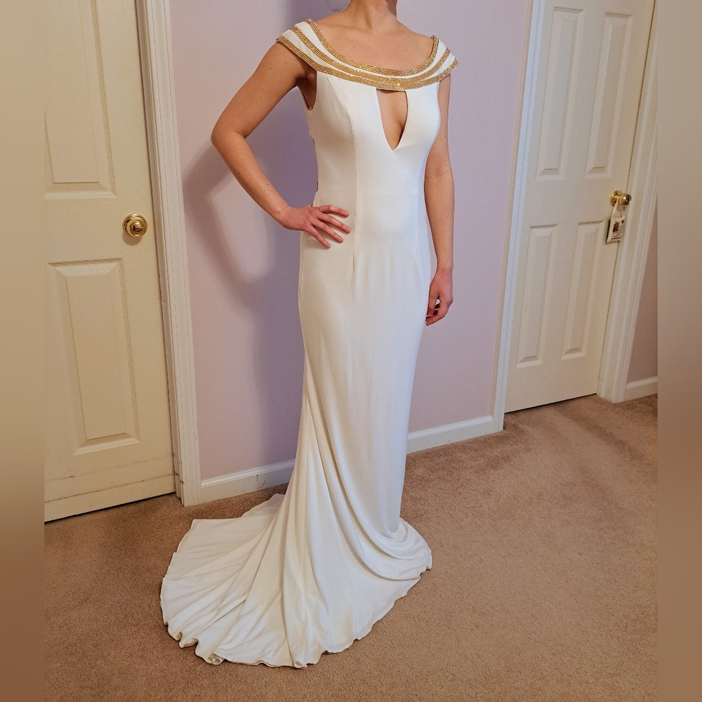 Ivory Off Shoulder Prom Gown